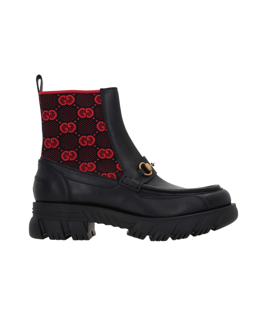 Gucci Double G Leather Boots - Black