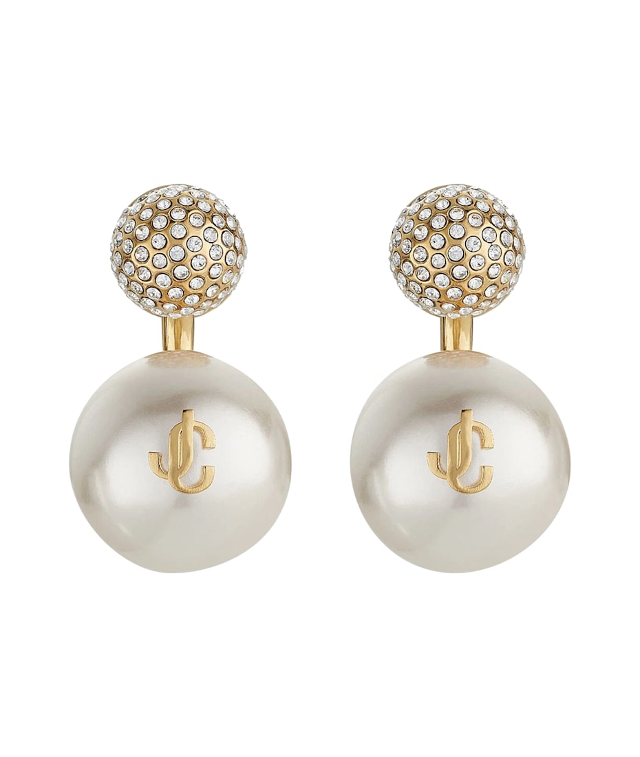 【Jimmy Choo】Auri Earring AURI EARRING | Gold-Finish Metal Pearl and Crystal Earrings