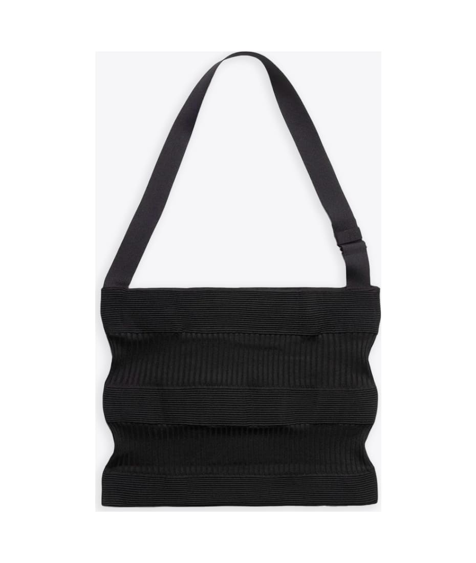 Strata Shoulder Bag 1 Black rib-knitted shopper bag - Strata shoulder bag 1