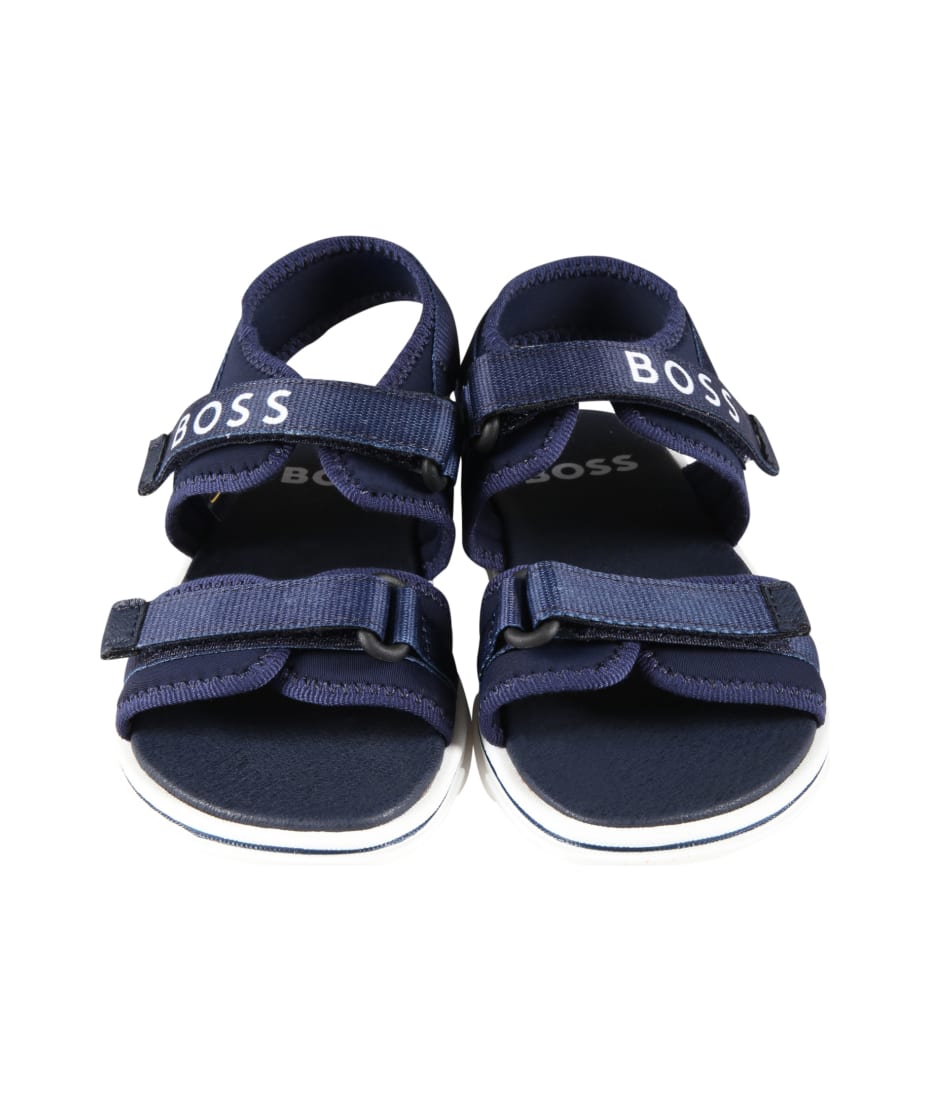Mediaan Geliefde Stadscentrum Hugo Boss Blue Sandals For Baby Boy With White Logo | italist, ALWAYS LIKE  A SALE