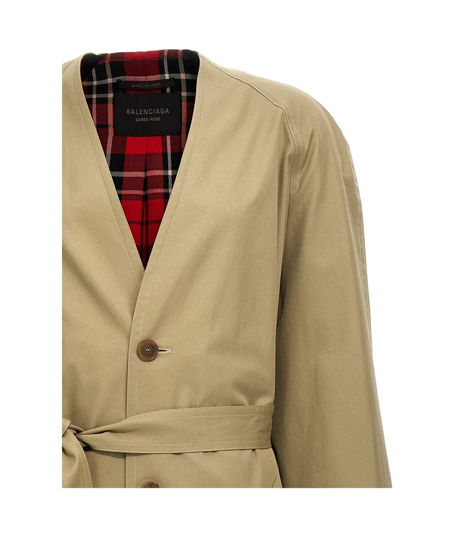 【関税込み】balenciaga Check lining oversize trench coat Balenciaga Check Lining Oversize Trench Coat | italist