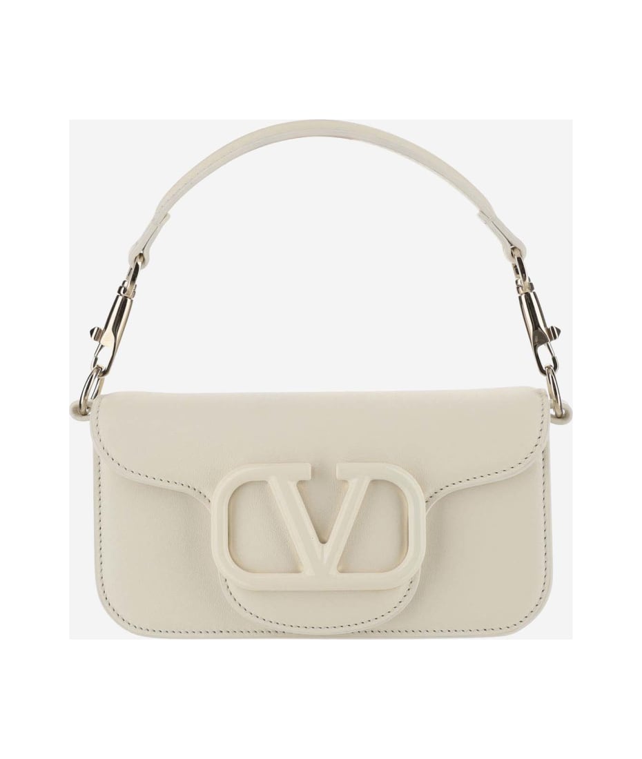 Loco Small Leather Shoulder Bag in White - Valentino Garavani