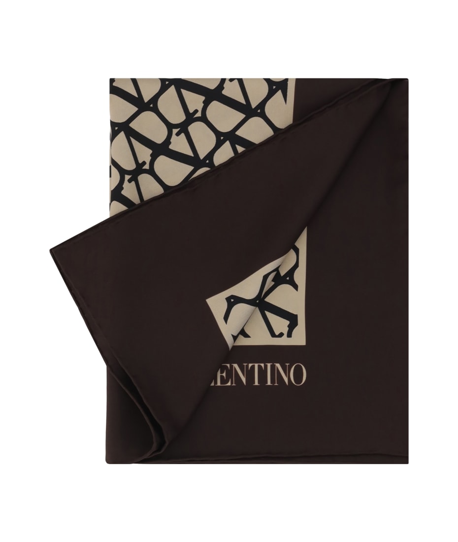 スカーフ VALENTINO SCARF (7W2EI114WFM QT3) Valentino Scarf Signature Dark Purple Olive Design - Como Milano