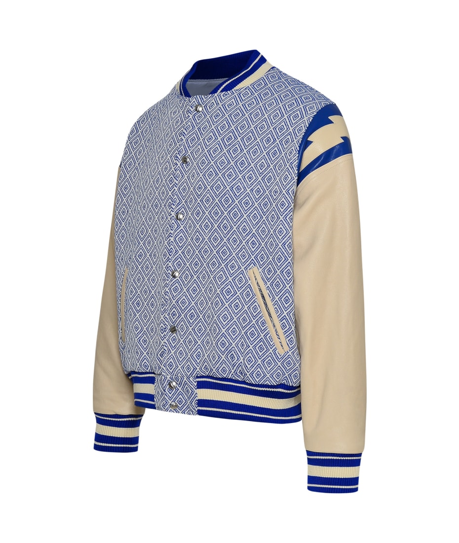 Rhude Diamond-jacquard Baseball Jacket in Blue for Men