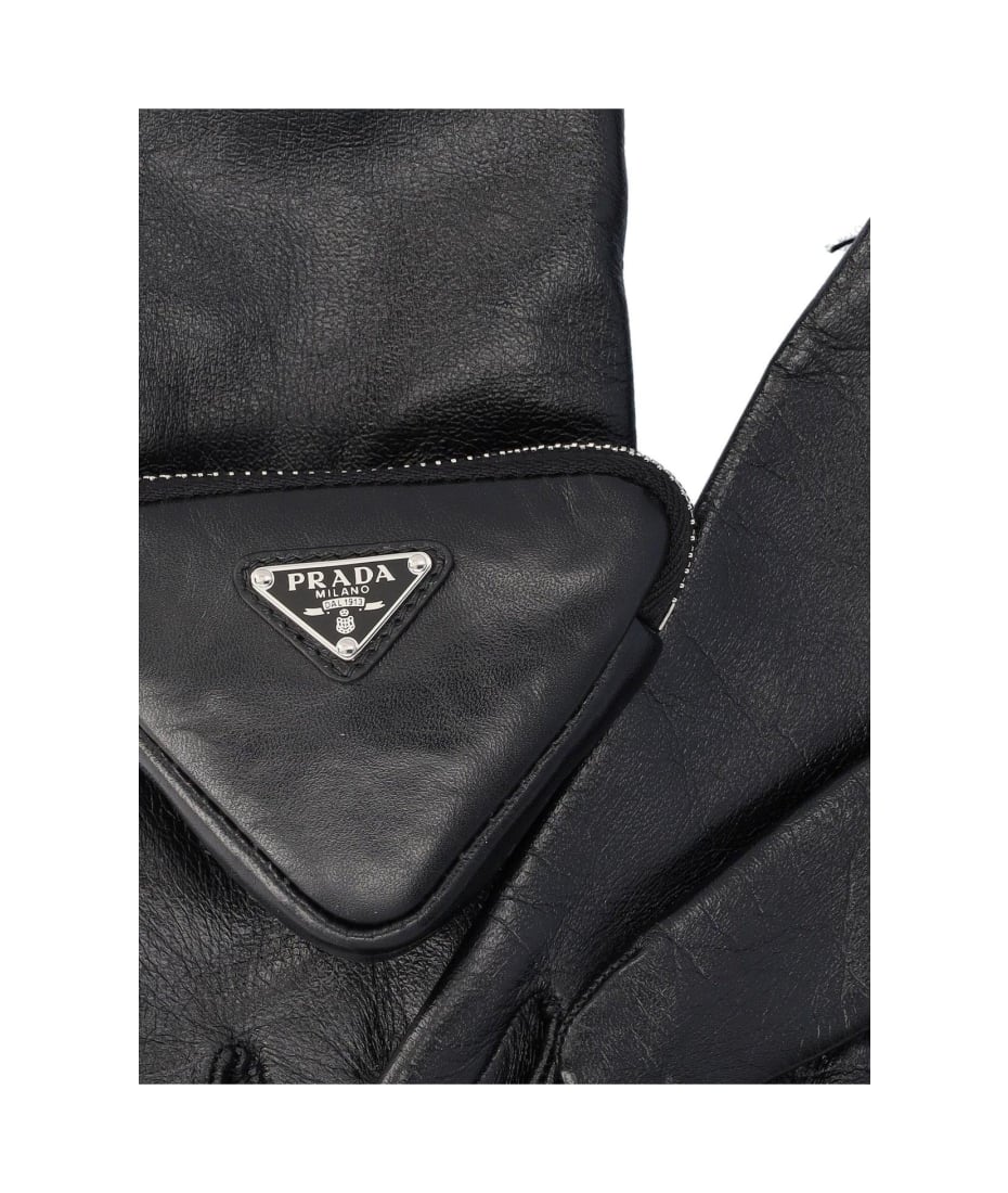 PRADA ロコホチ詳細手袋 1GG1412DWZ F0002 Prada Black Leather Gloves (PRADA/手袋) 1GG1412DWZ【BUYMA】