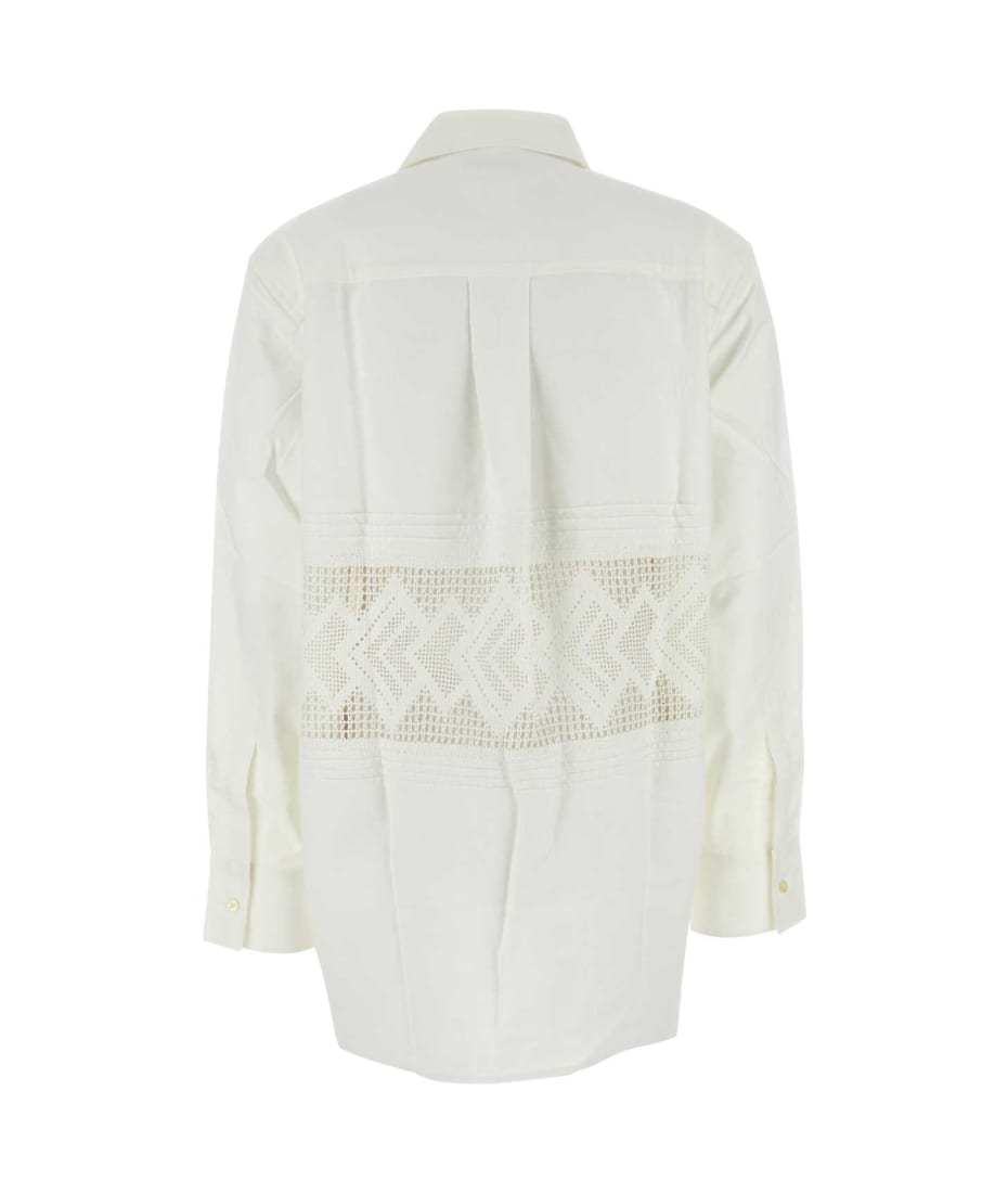 Tシャツ・カットソー MARINE SERRE SS25 White cotton shirt (USI022AUWOV0045 WH20) White Organic Cotton Plain T-shirt by Marine Serre on Sale