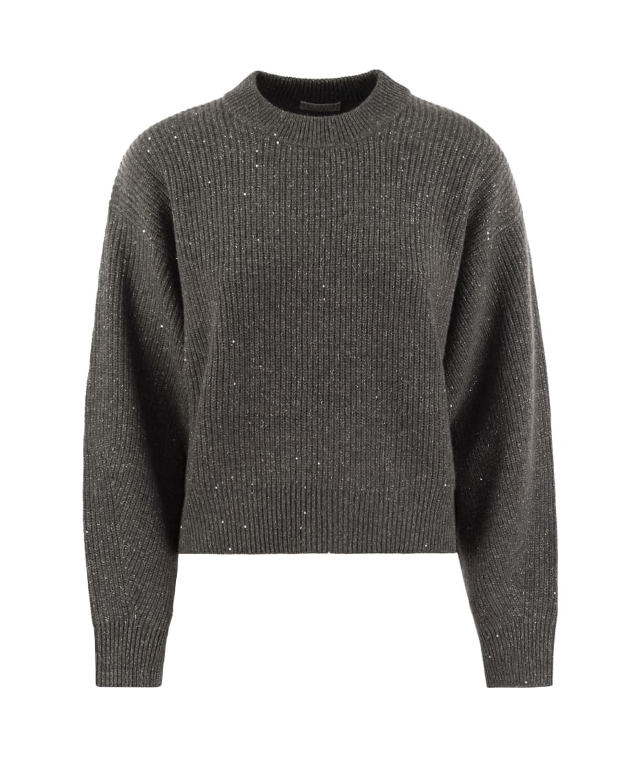 Brunello Cucinelli Dazzling Ribbed Sweater In Cashmere And