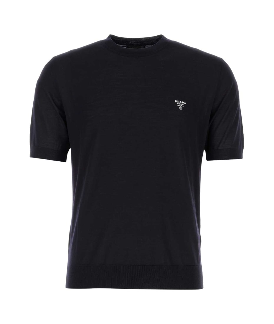 Tシャツ・カットソー PRADA Midnight Blue Wool Shirt Prada Midnight Blue Wool T-shirt | italist
