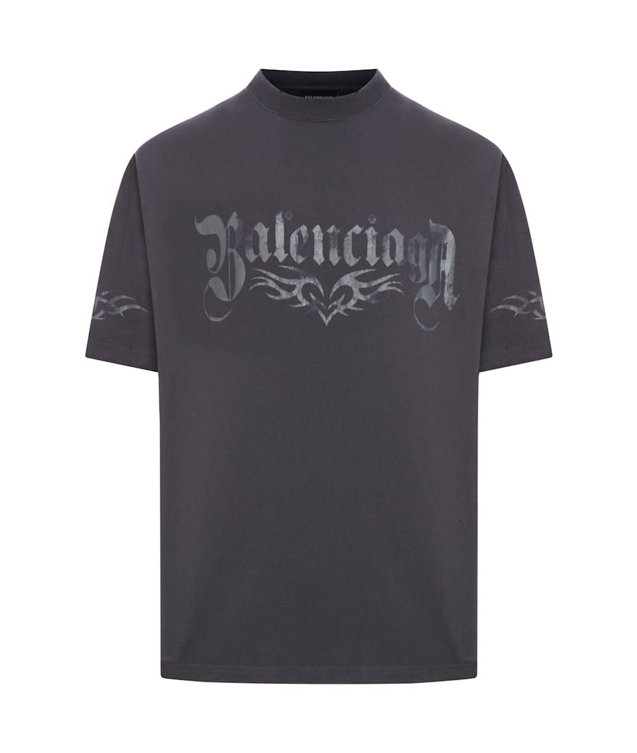BALENCIAGA Tシャツ ミディアムフィットブラックヴィンテージジャージー Tape Type T-shirt Medium Fit in Black Faded | Balenciaga US