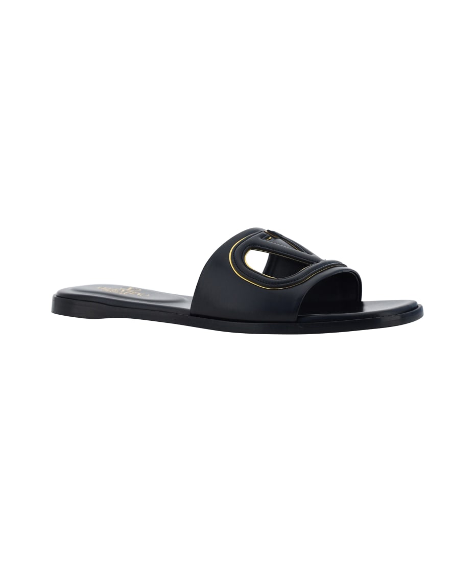 サンダル・ミュール Valentino Garavani Sandali in pelle con logo VLogo VALENTINO GARAVANI VLogo leather sandals | NET-A-PORTER