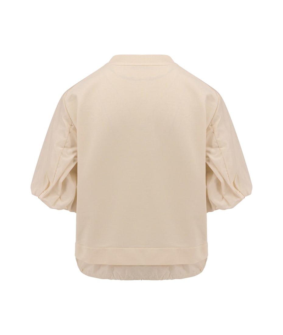 Moncler Cotton And Nylon T-shirt With Puffed Sleeves