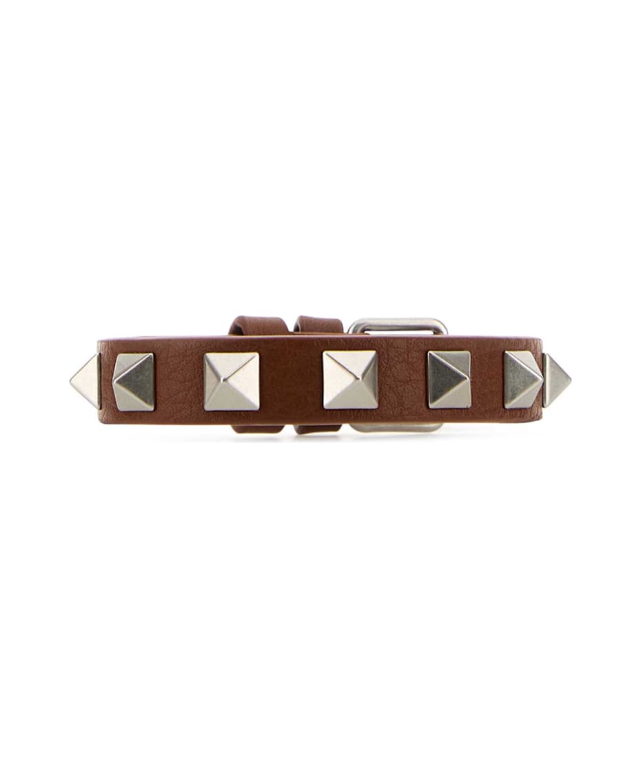 ブレスレット VALENTINO CARAMEL LEATHER ROCKSTUD BRACELET Valentino Garavani Caramel Leather Rockstud Bracelet
