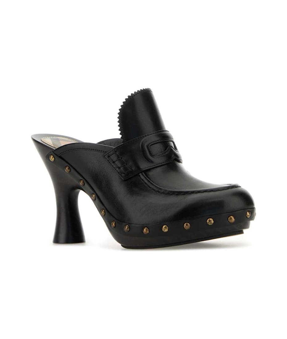 【送料&関税込】Burberry Black Leather Mules Burberry Black Leather Mules | italist