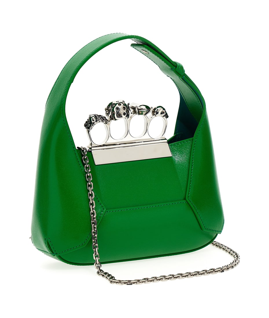 Alexander McQueen The Jewelled Hobo Mini Bag In Bright Green