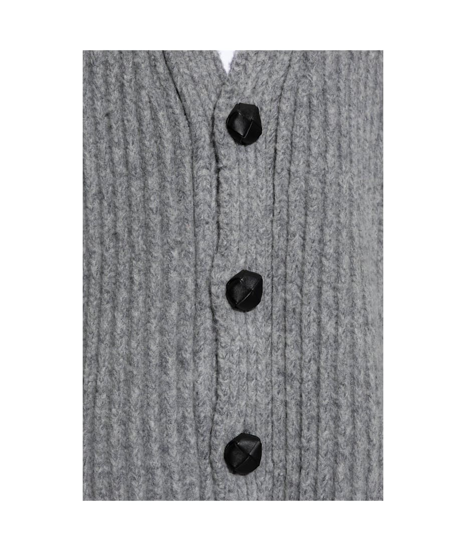 BOTTEGA VENETA カーディガン Knot ribbed-knit wool cardigan in grey - Bottega Veneta