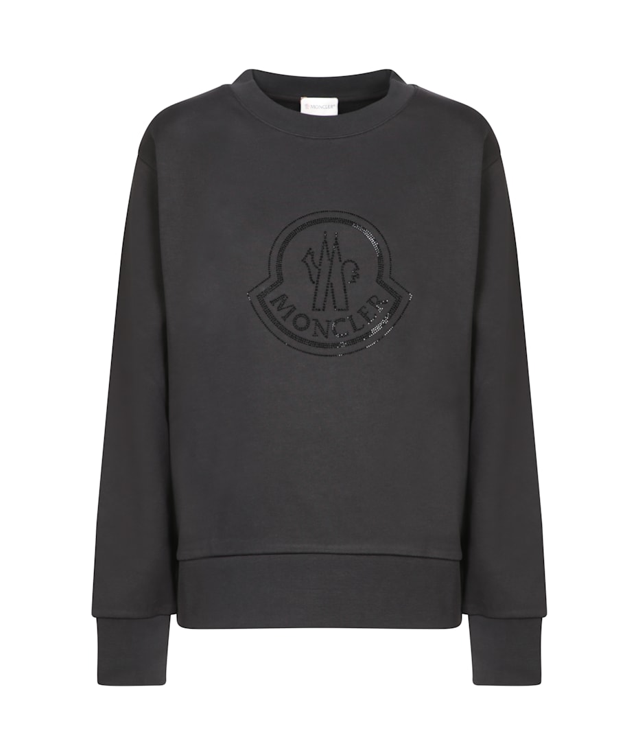 Moncler Logo Black Cotton Sweatshirt | italist