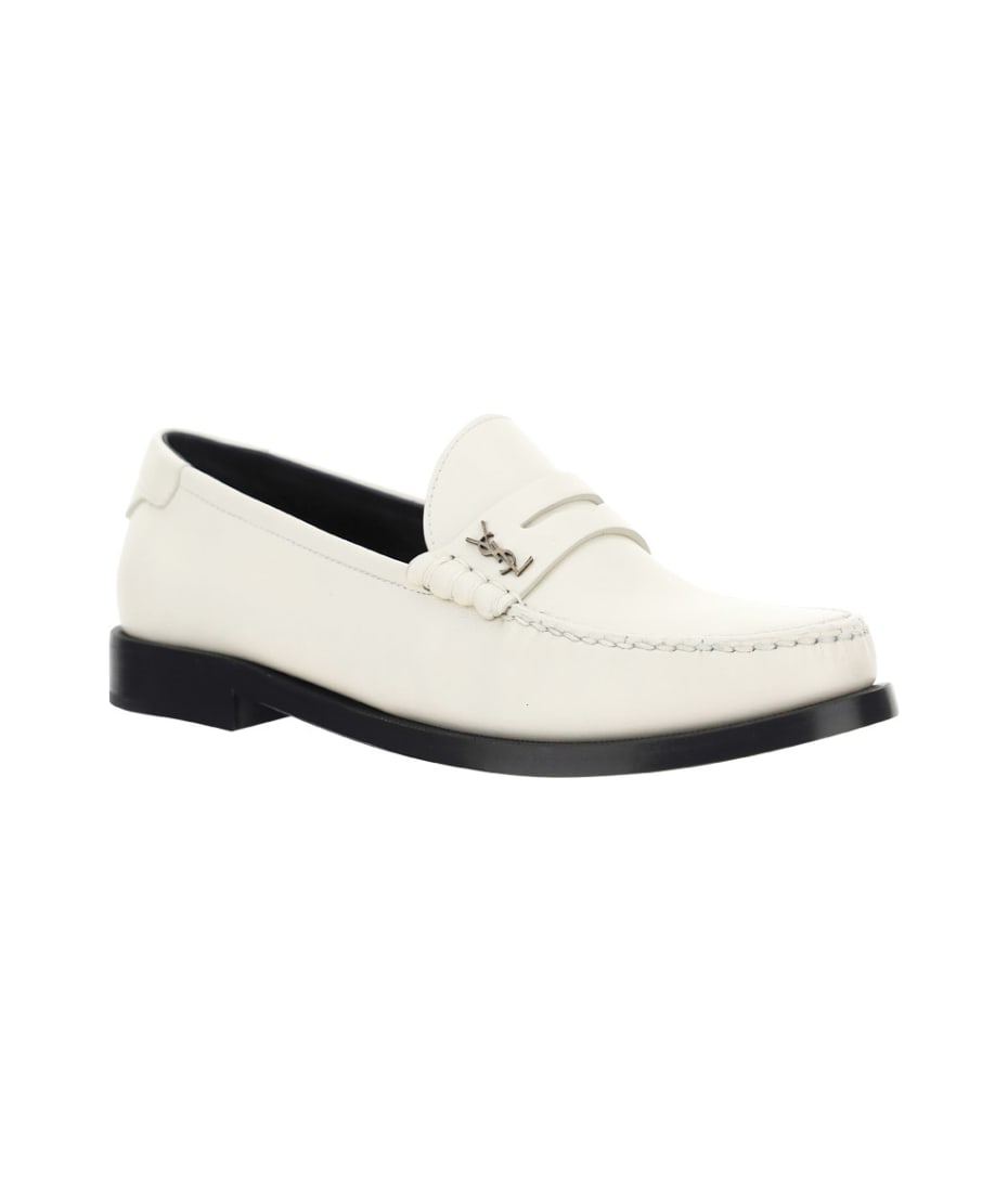 SAINT LAURENT ホワイト レザー ローファー SAINT LAURENT ホワイト レザー ローファー