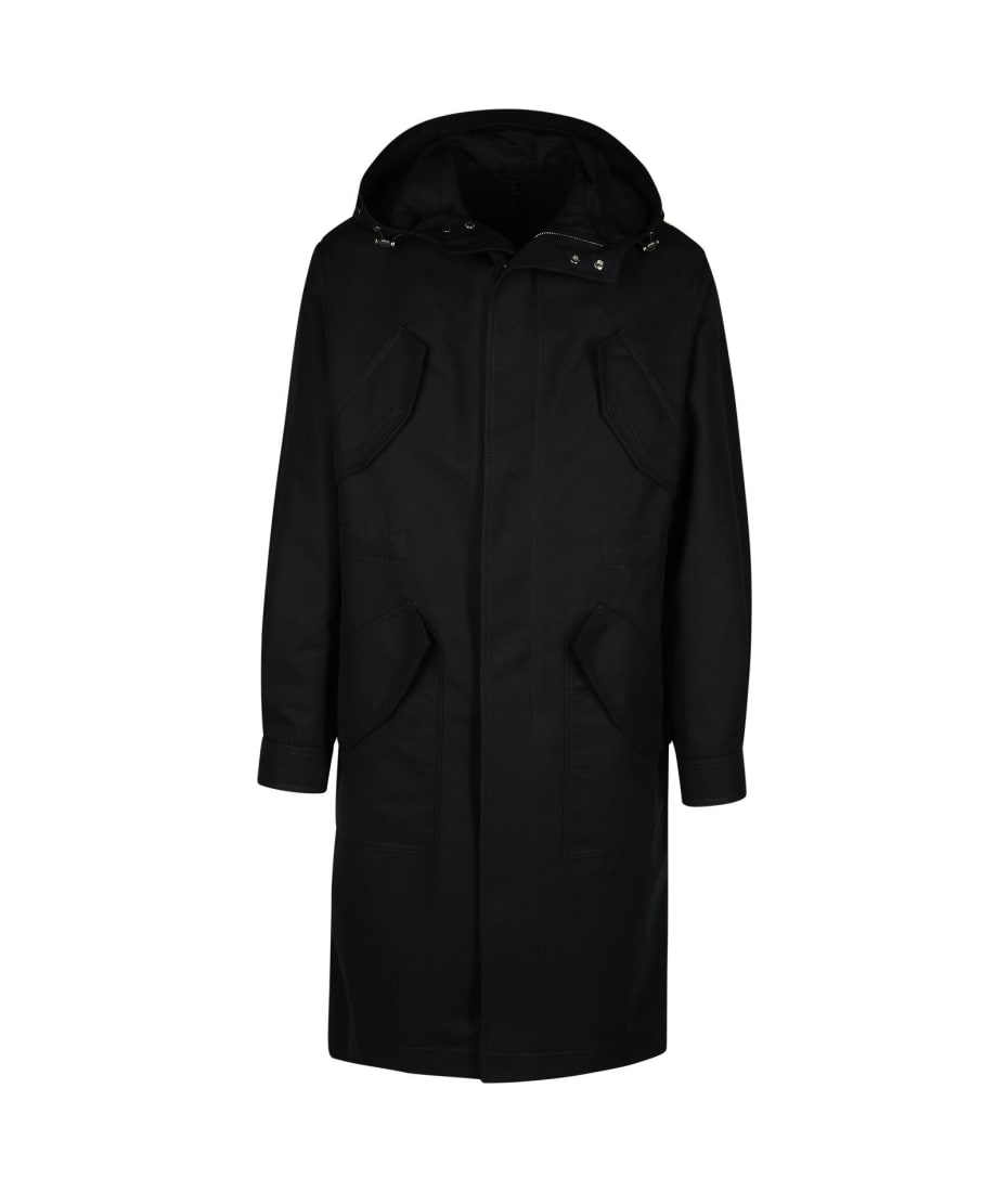 Versace Black Cotton Trench Coat | italist