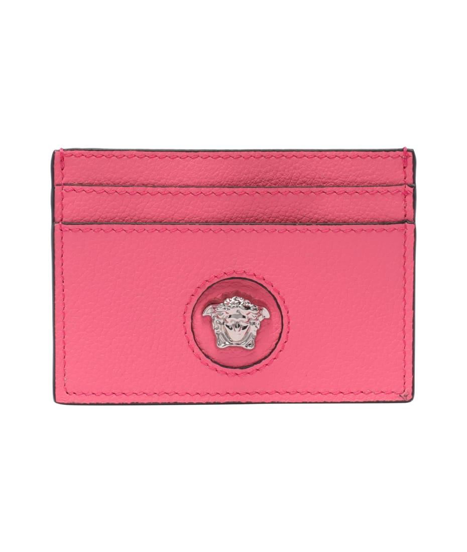 VERSACE: bag in hammered leather with Medusa - Pink