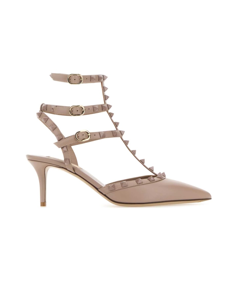 ロングブーツ VALENTINO GARAVANI Antiqued Pink Leather Rockstud Pumps Valentino Garavani Antiqued Pink Leather Rockstud Pumps
