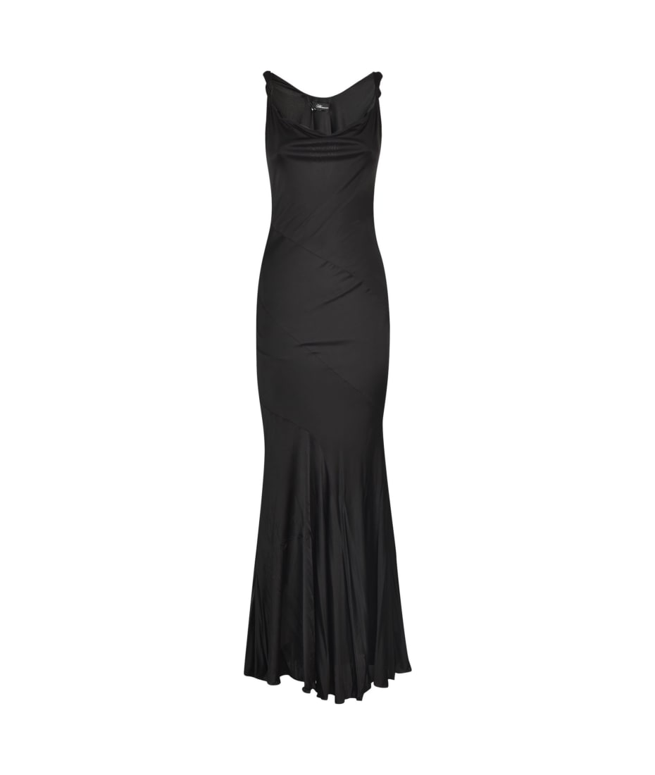 Blumarine ドレス-ロング ブラック系 Made In Italy Long Dress In Tulle With Ruffles | Blumarine