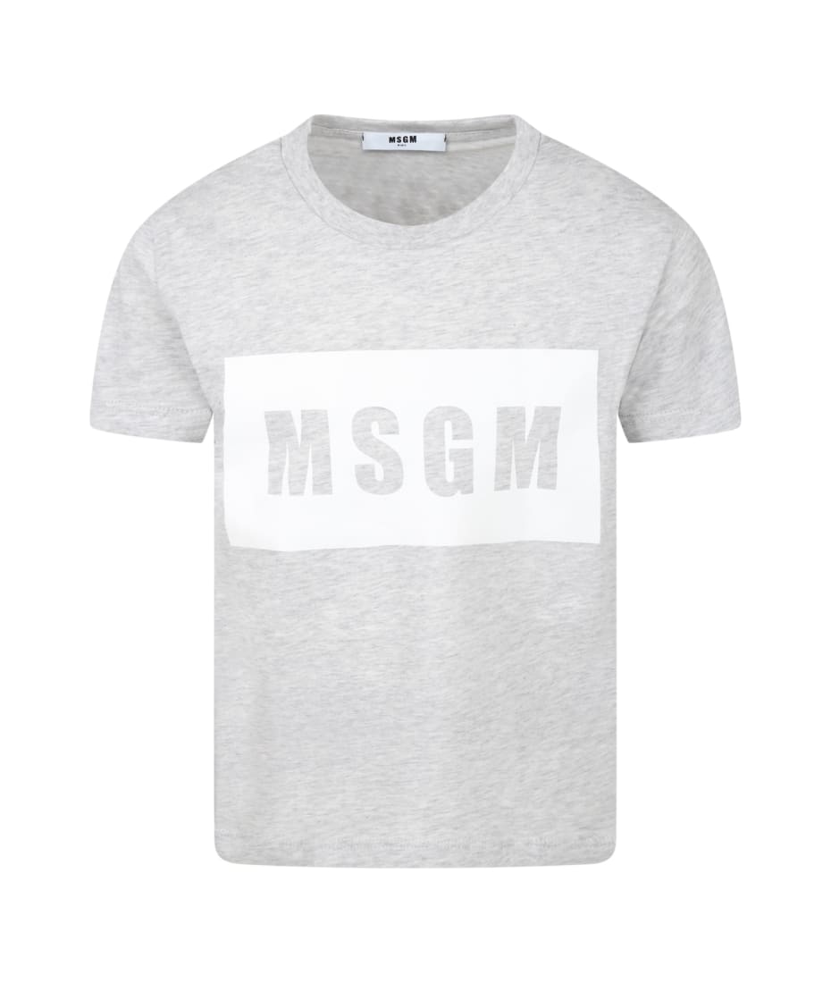 MSGM Box Logo Print Short Sleeved Crewneck T-Shirt