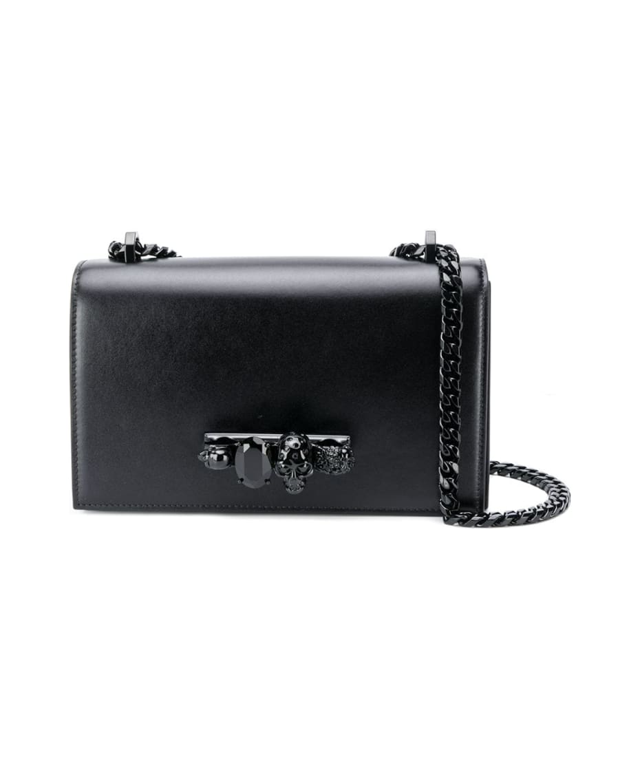 Alexander McQueen Black Jewelled Satchel Bag | italist