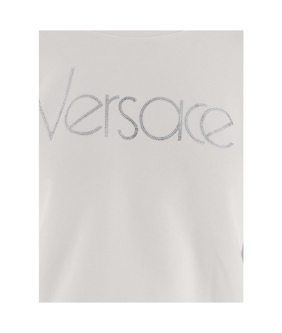 Versace 1978 Re-edition Crop Sweatshirt With Logo - White