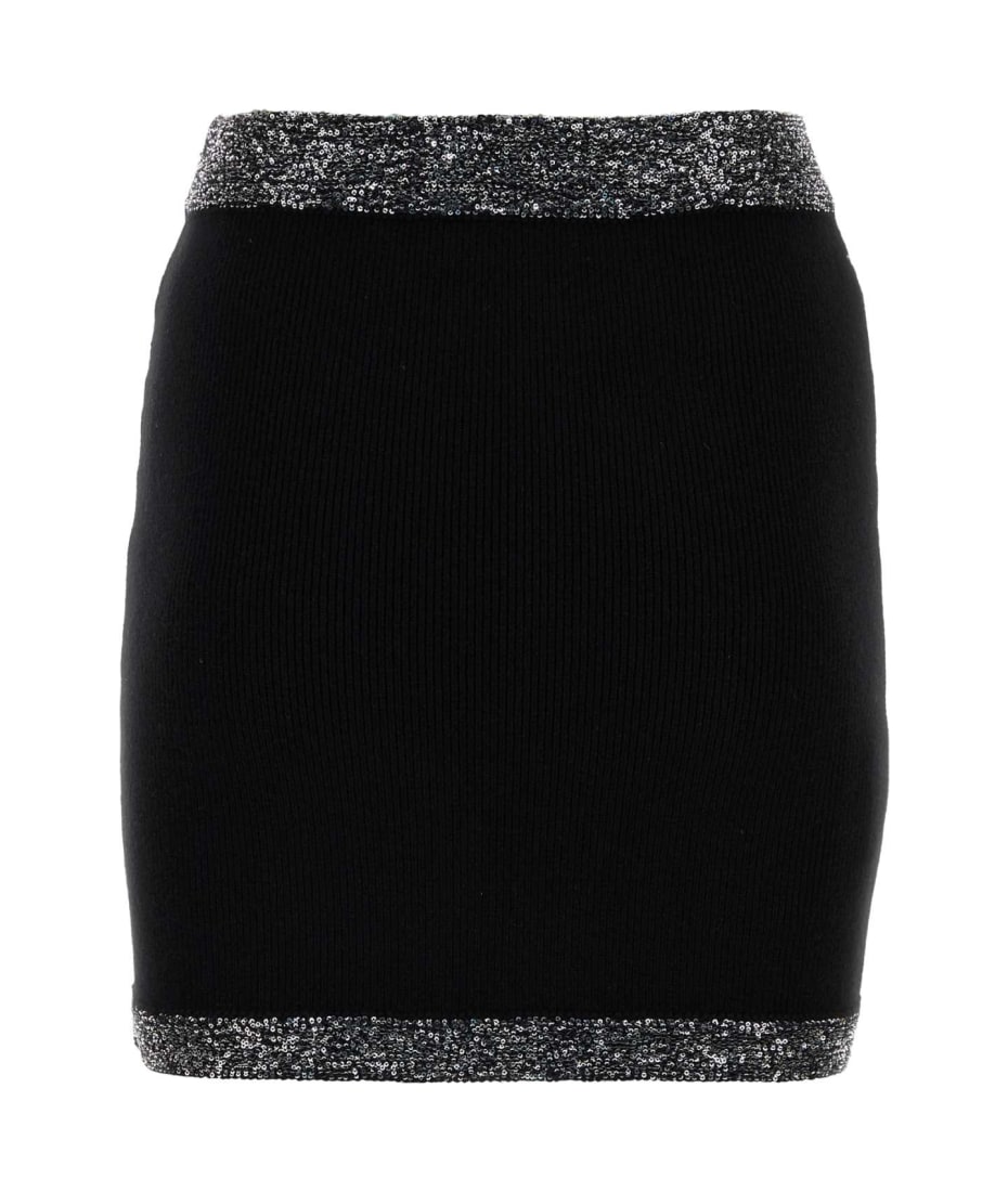 Miu Miu Black Stretch Cashmere Blend Mini Skirt - NERONERO