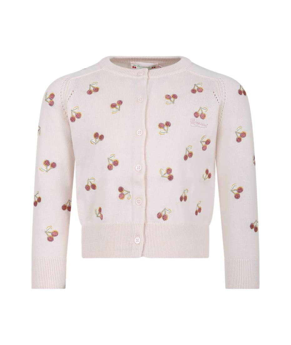 Bonpoint Pink Cardigan For Girl With Cherries | italist, ALWAYS LIKE A SALE