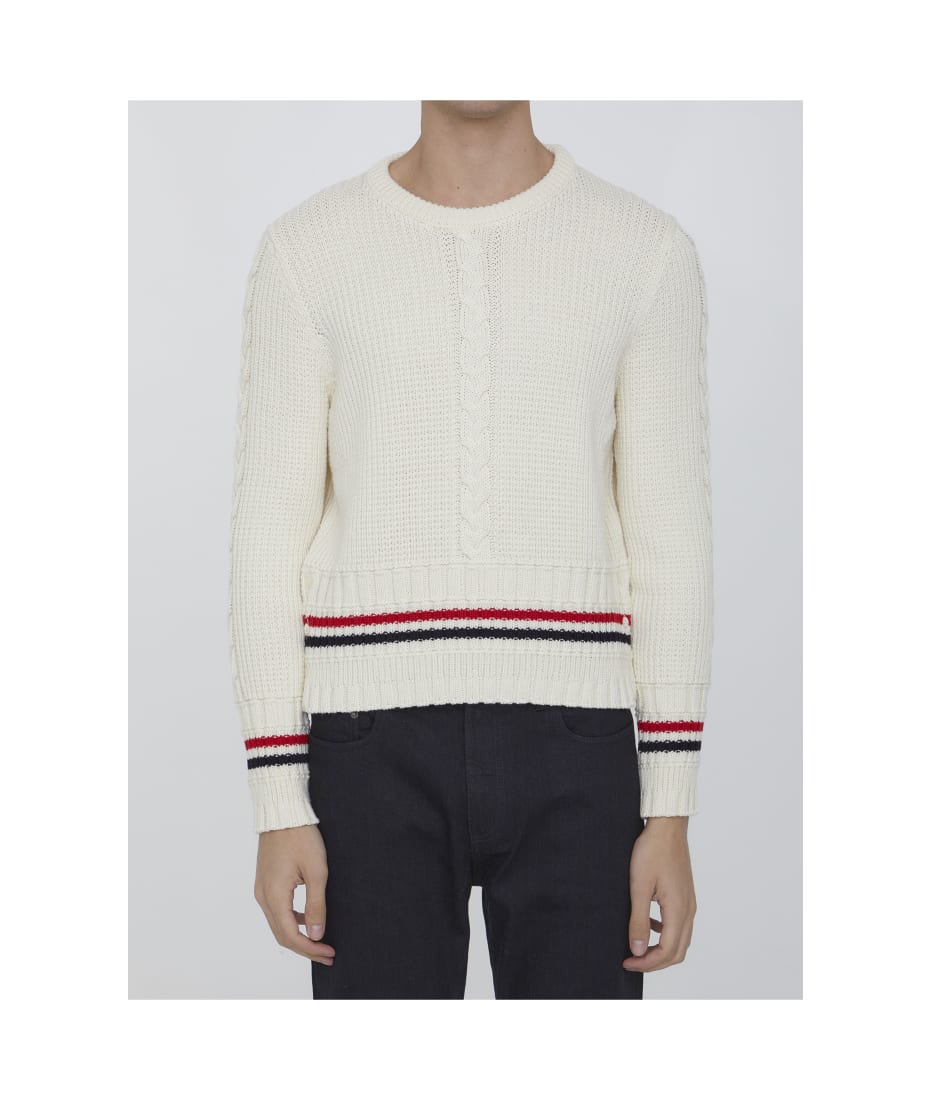 Tricolour Knit High Neck Jumper - Luxury Red