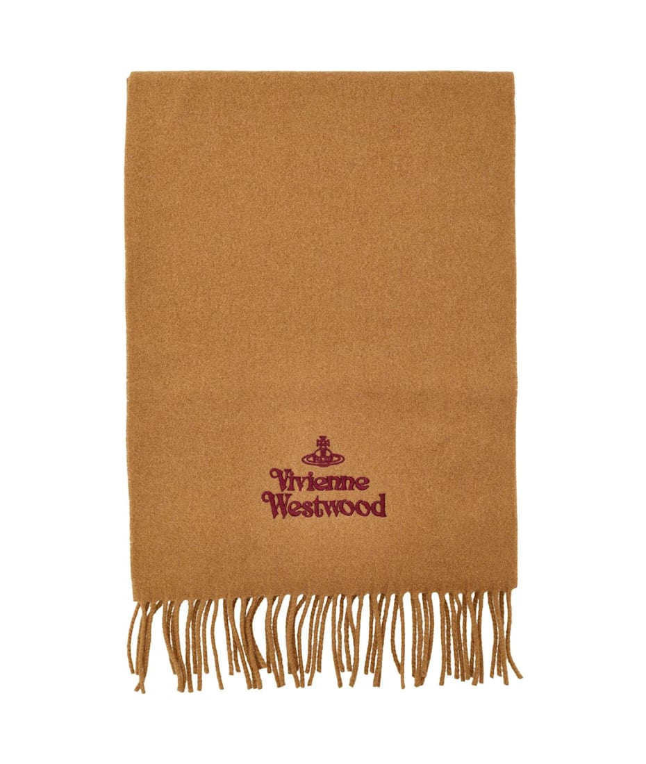 Vivienne Westwood Logo Embroidered Fringed Scarf | italist