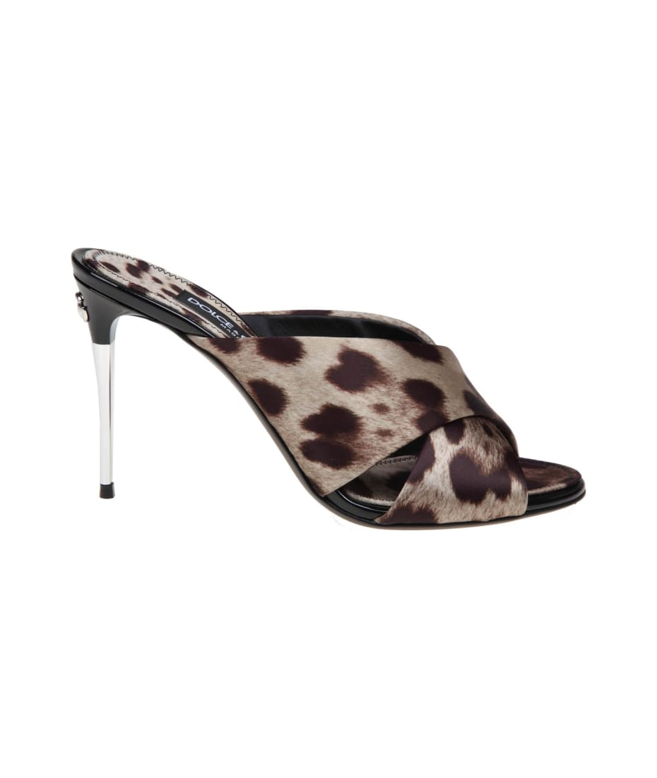 Dolce & Gabbana Keira Sandals In Satin With Spotted Print