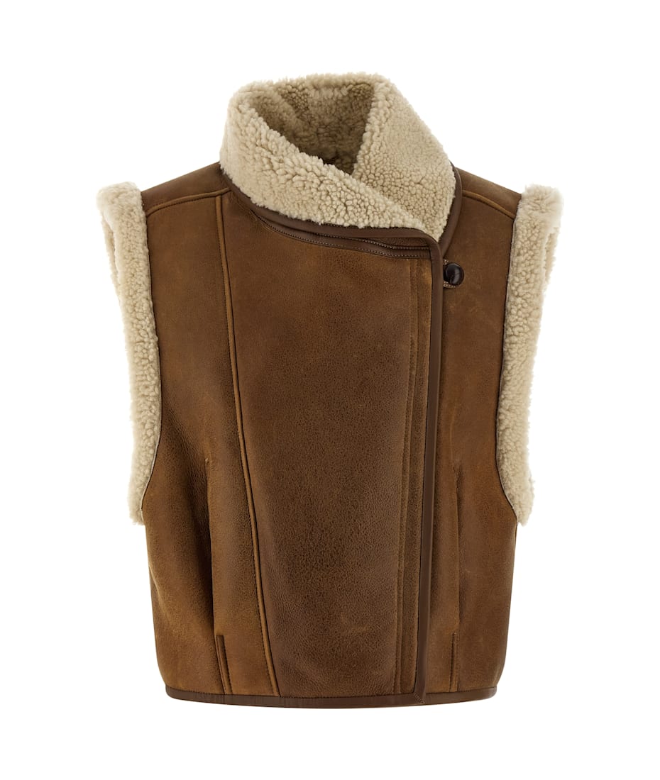 Isabel Marant Alime Shearling Vest In Brown 30% Off Editorialist