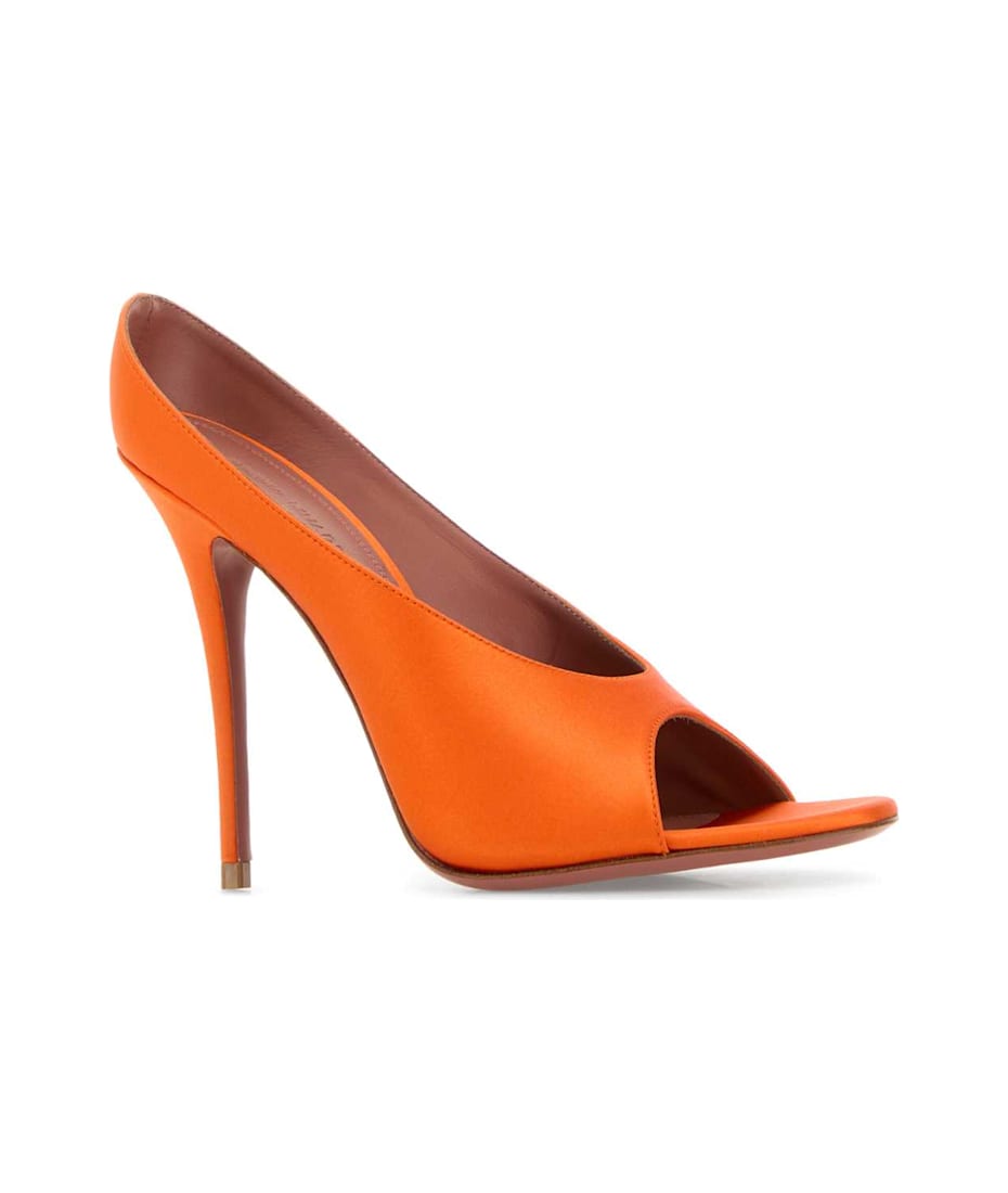 Amina Muaddi Orange Satin Anok 105 Mules | italist