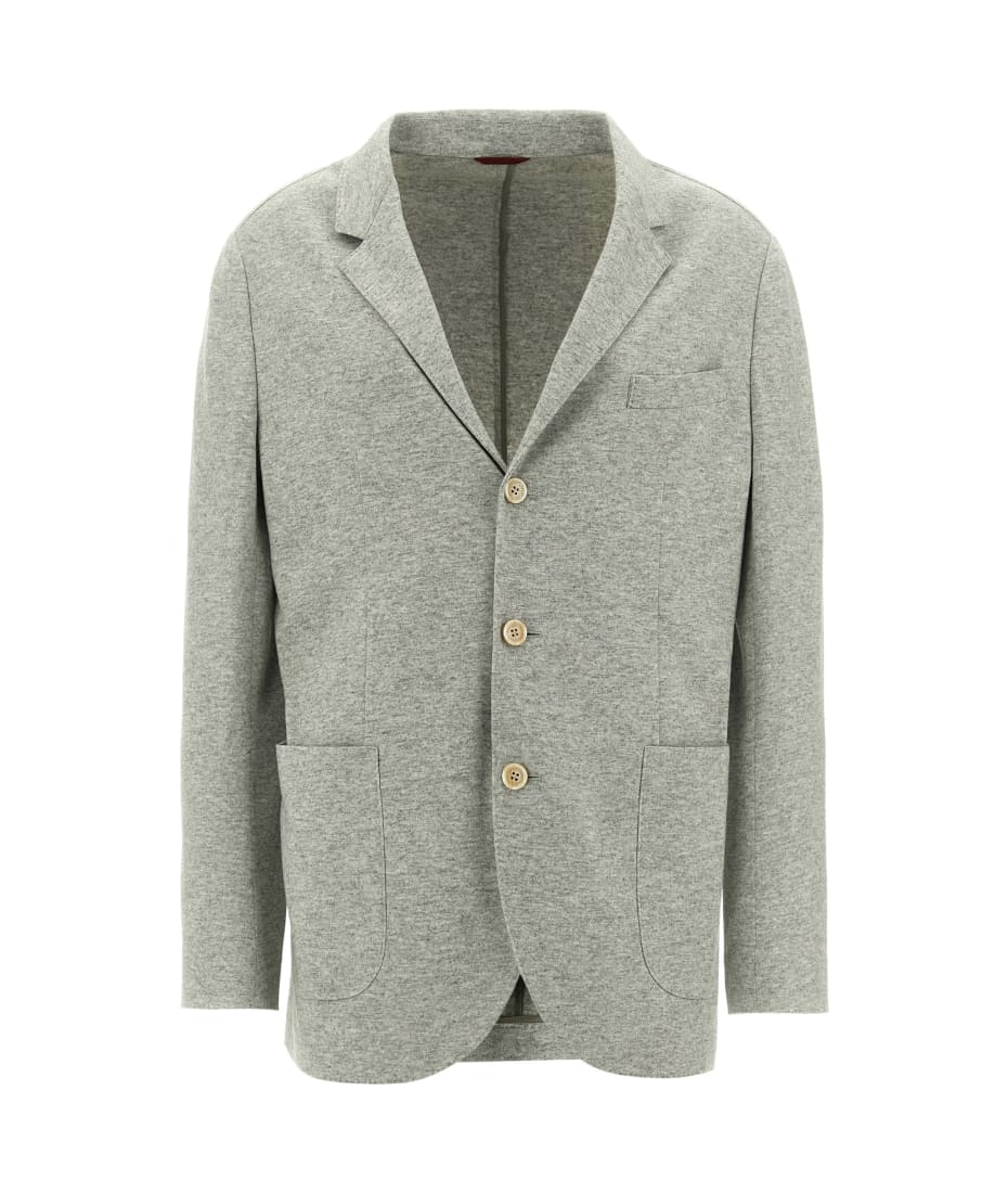ジャケット Brunello Cucinelli Cashmere jersey blazer monili Grey Brunello Cucinelli - Gray Deconstructed Cashmere Jersey Jacket