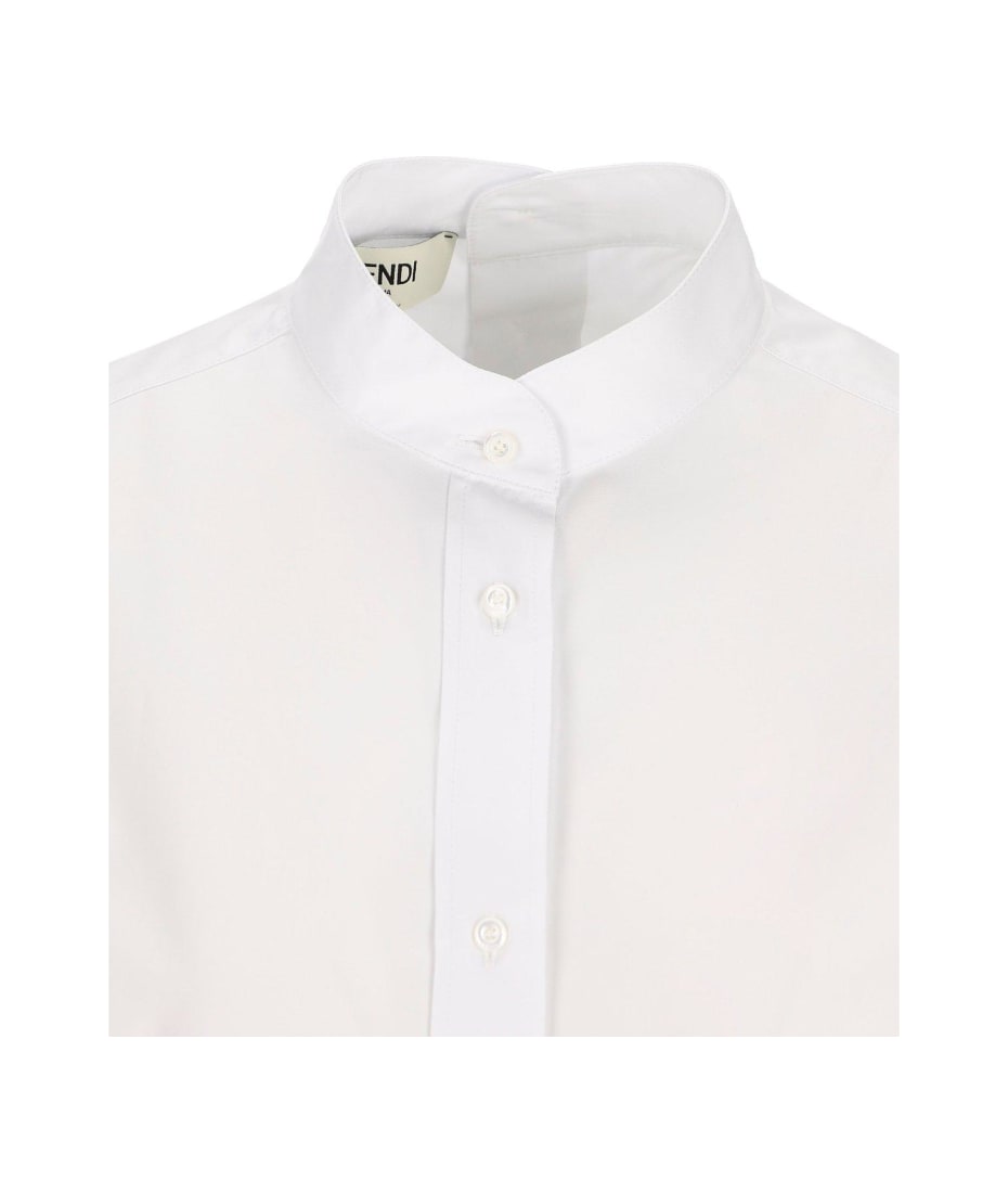 Fendi Long Sleeved Buttoned Poplin Shirt - White
