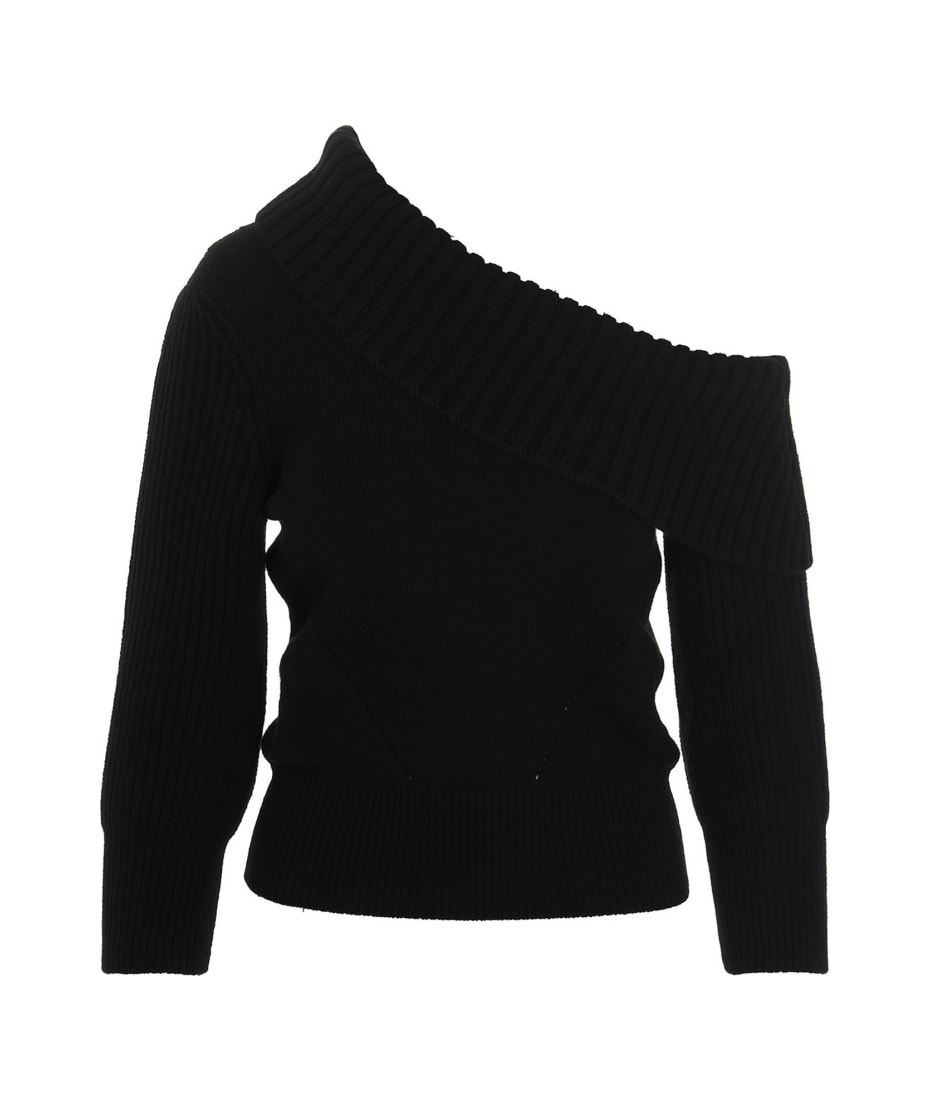 Alexander McQueen One Shoulder Frills Pullover in Black Womens Clothing Jumpers and knitwear Jumpers 