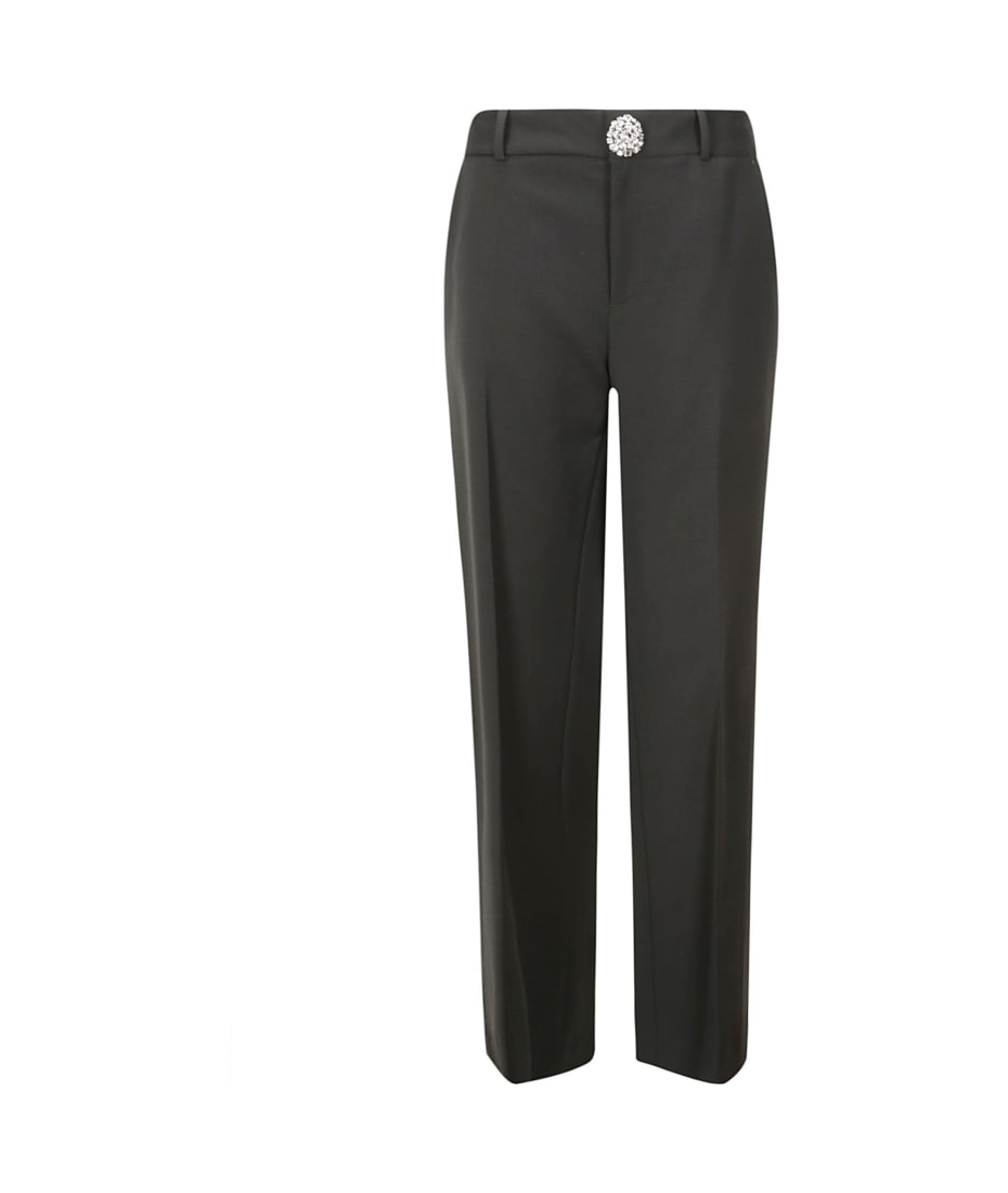 Area Crystal Slit Trousers in Black