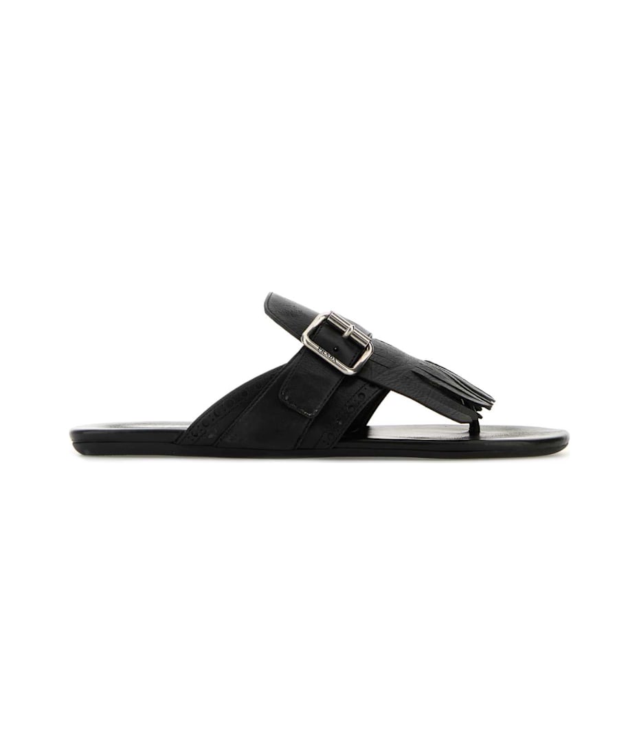 サンダル・ミュール PRADA Black Leather Thong Slippers Prada Black Leather Shuffle Thong Slippers | italist, ALWAYS