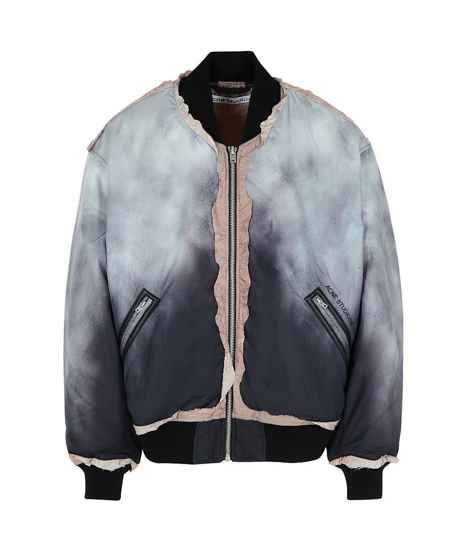 over Grey Nylon Bomber Jacket