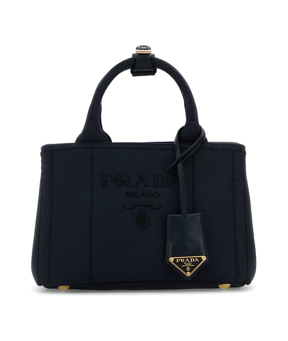 Prada Dark Blue Canvas Shopping Bag | italist