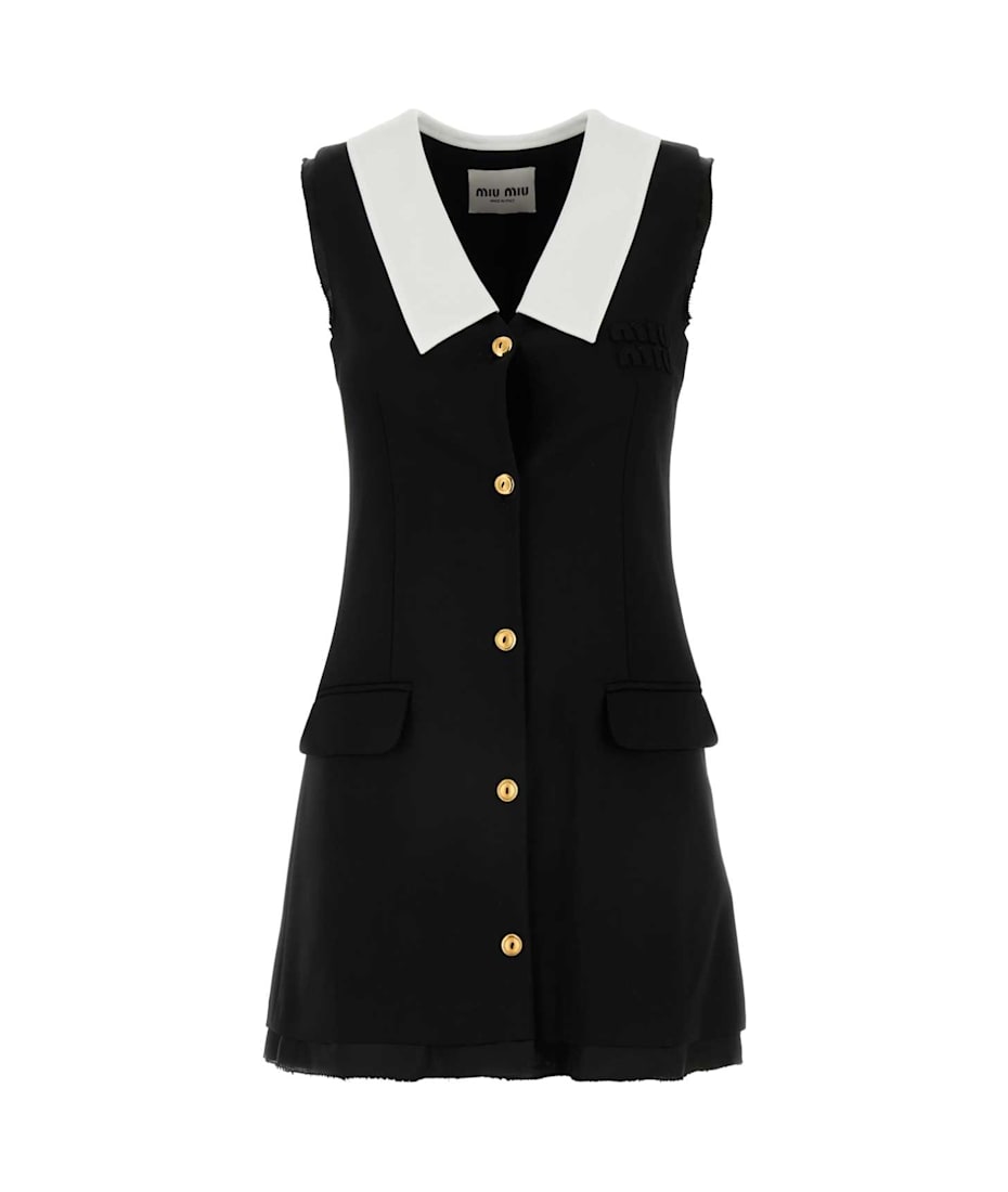 ワンピース Miu Miu Black Stretch Wool Dress Miu Miu Black Stretch Wool Dress | italist