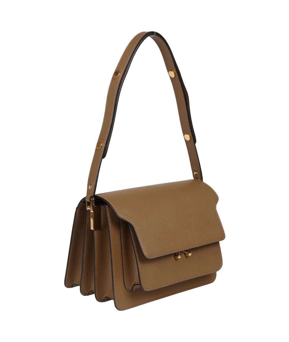 Marni Medium Trunk Bag In Taupe Color Leather | italist