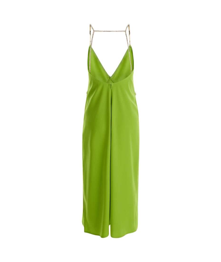 Avocado Green Midi Dress With Rhinestone Straps In Crepe Fabric Woman Liu-jo  | italist, ALWAYS LIKE A SALE