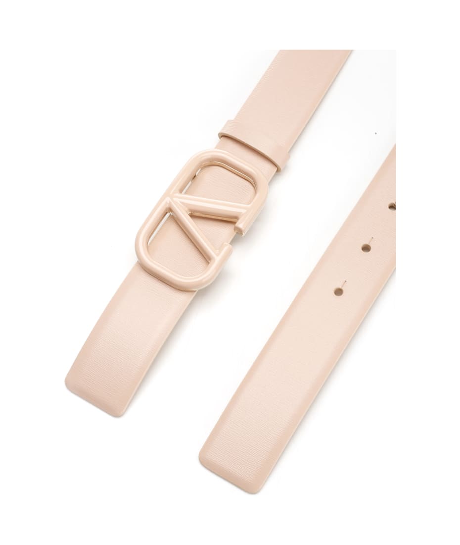 V Logo Signature 40 Leather Belt in Pink - Valentino Garavani