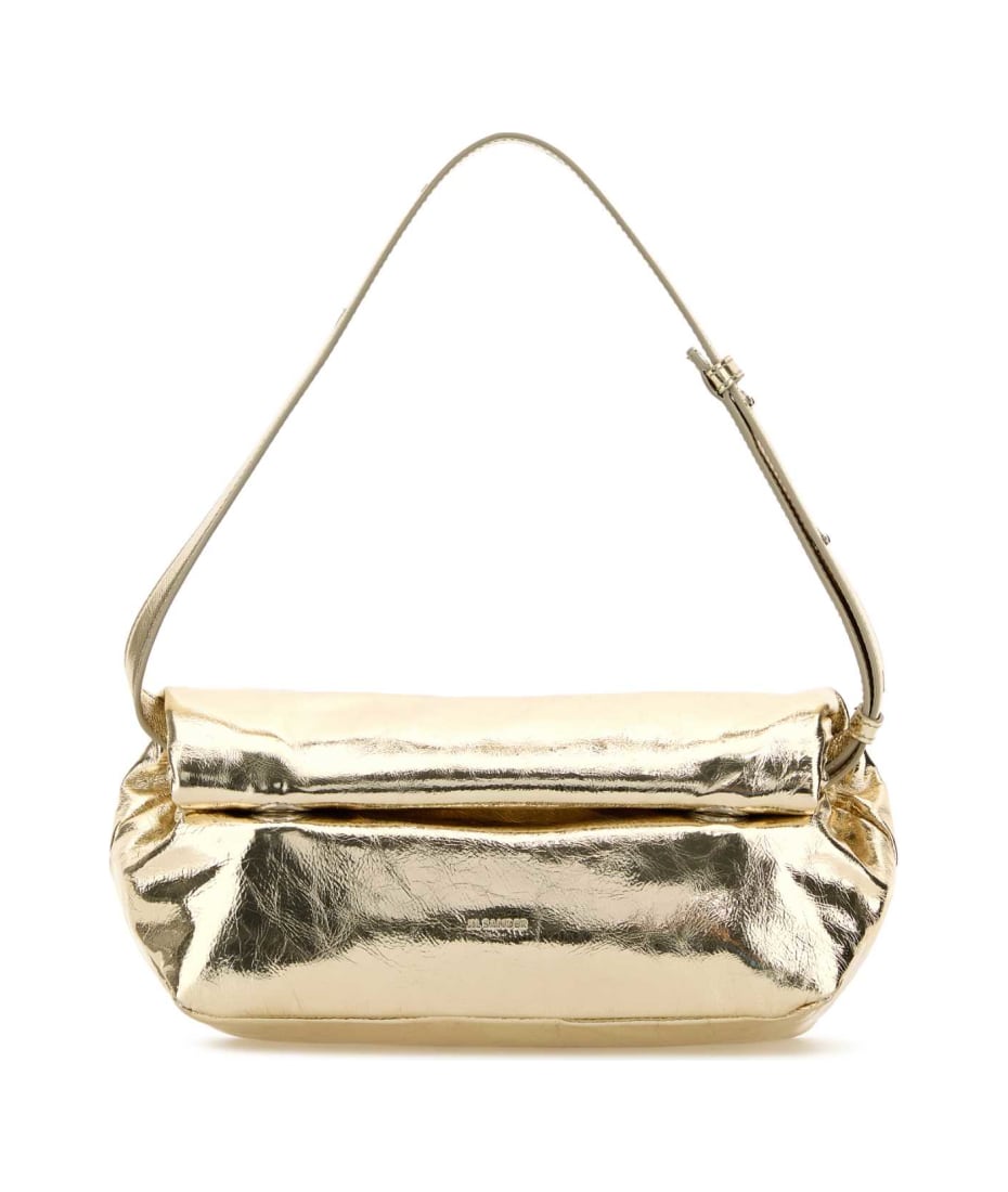 Jil Sander Gold Leather Small Rollup Shoulder Bag | italist