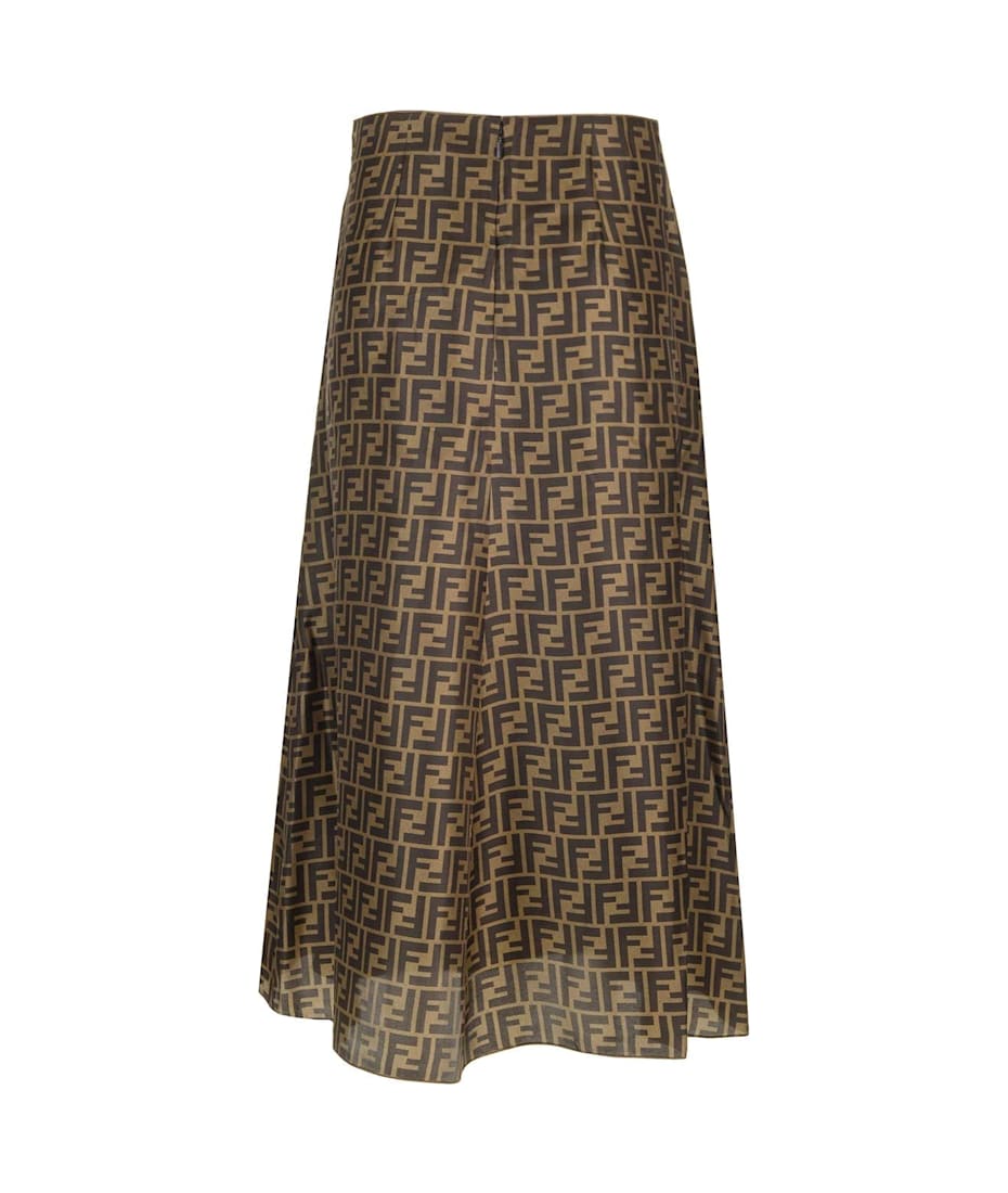 Fendi Brown Ff Twill Skirt | italist