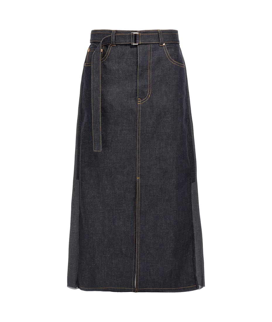 【関税込み】sacai PLEATED DENIM SKIRT Sacai Pleated Denim Skirt | italist