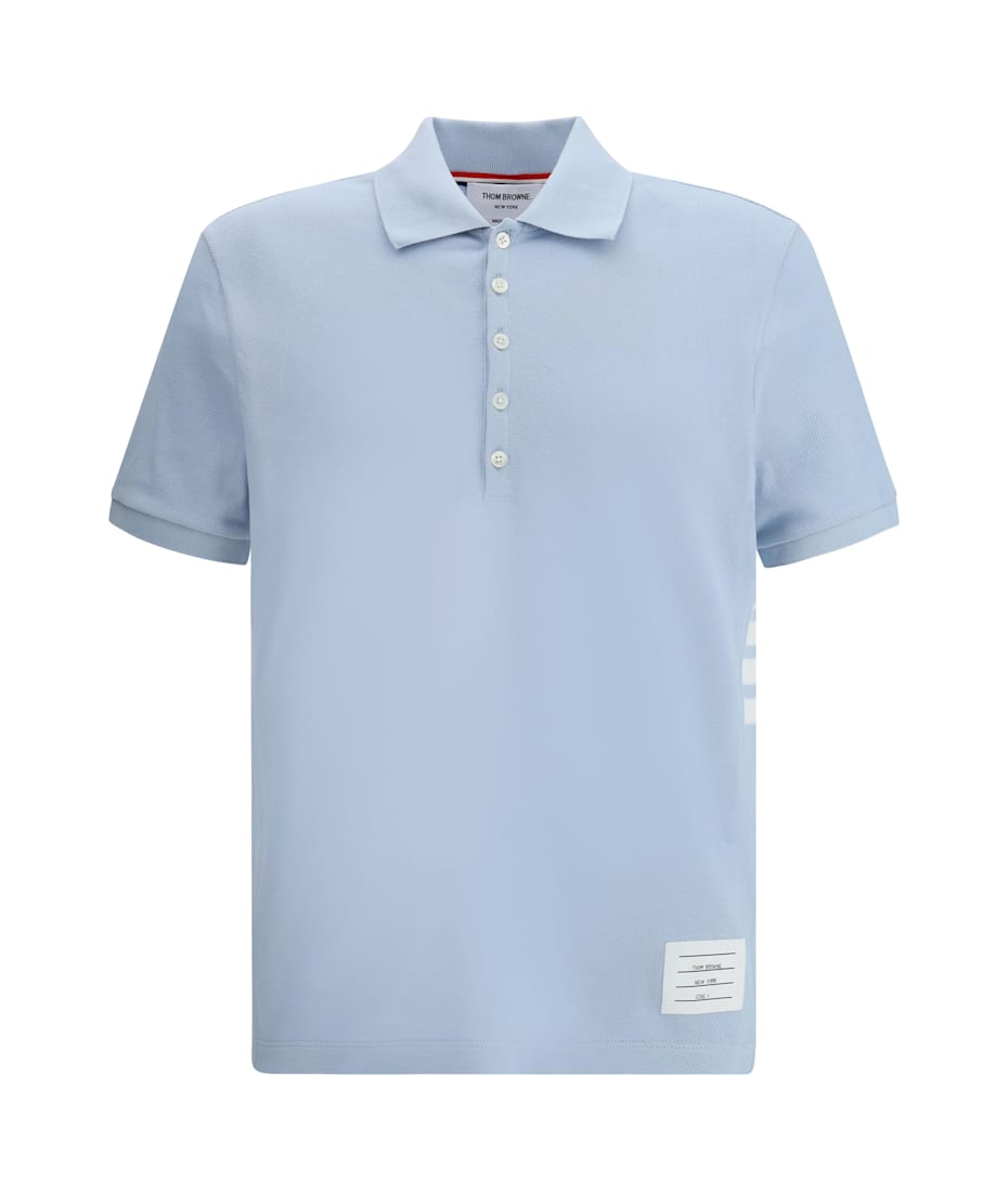 THOM BROWNE ライトブルー/ポロシャツ Thom Browne Polo Shirt In Light Blue Cotton | italist